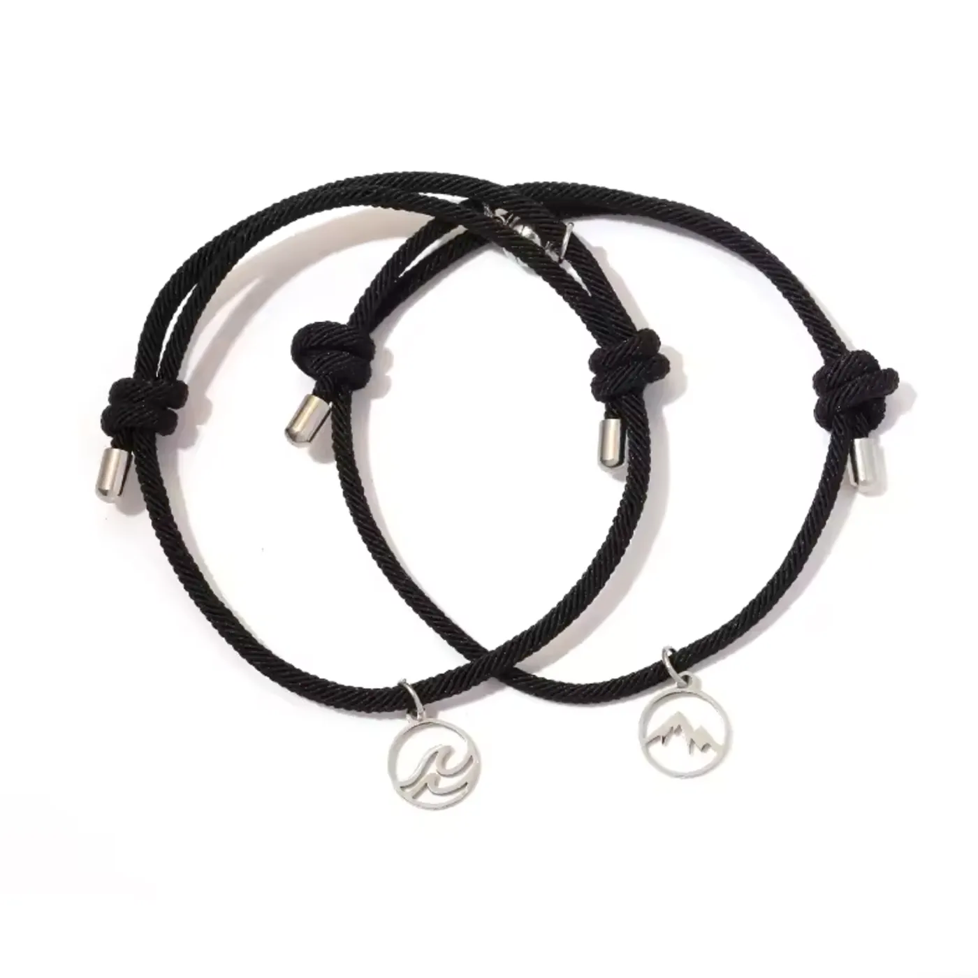 Magnetic stainless wave and mountain Rope Bracelelts