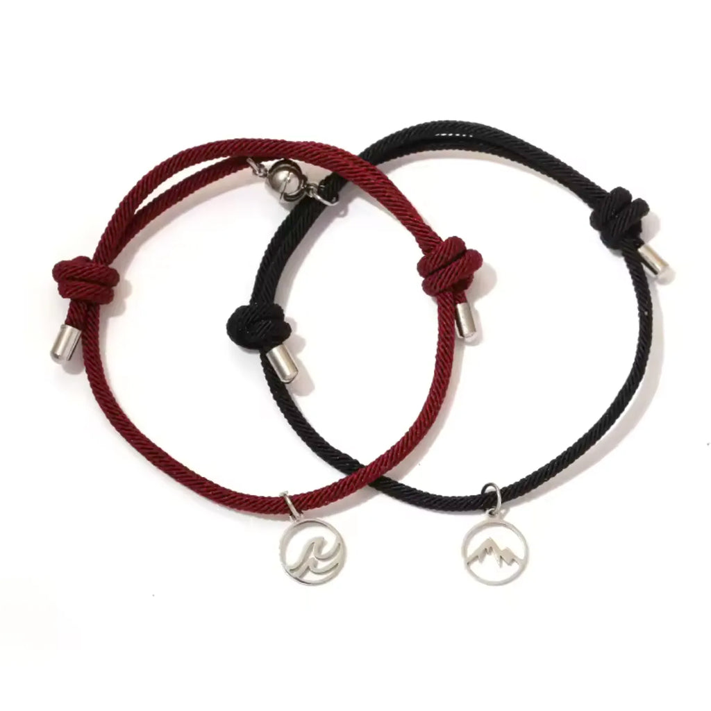 Magnetic stainless wave and mountain Rope Bracelelts
