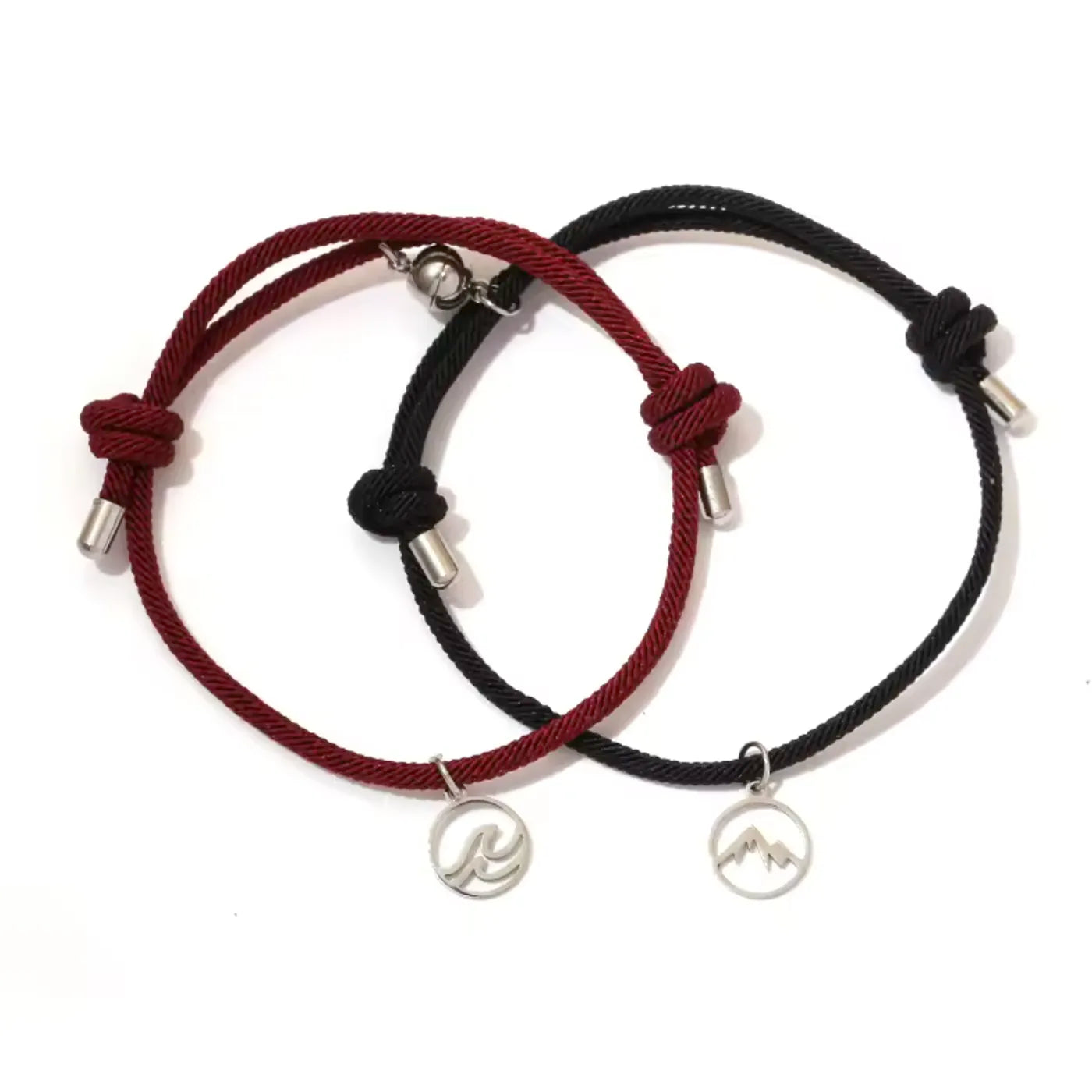 Magnetic stainless wave and mountain Rope Bracelelts