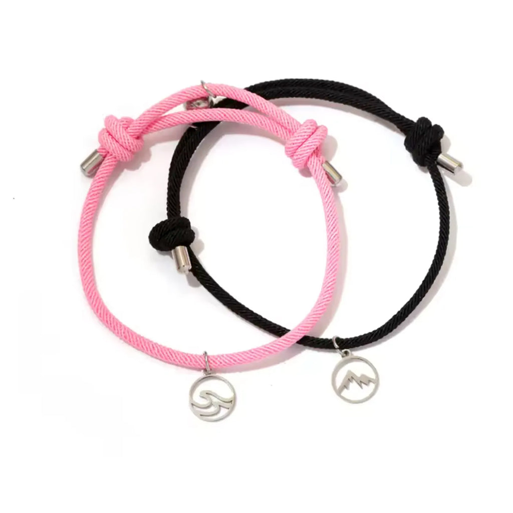 Magnetic stainless wave and mountain Rope Bracelelts