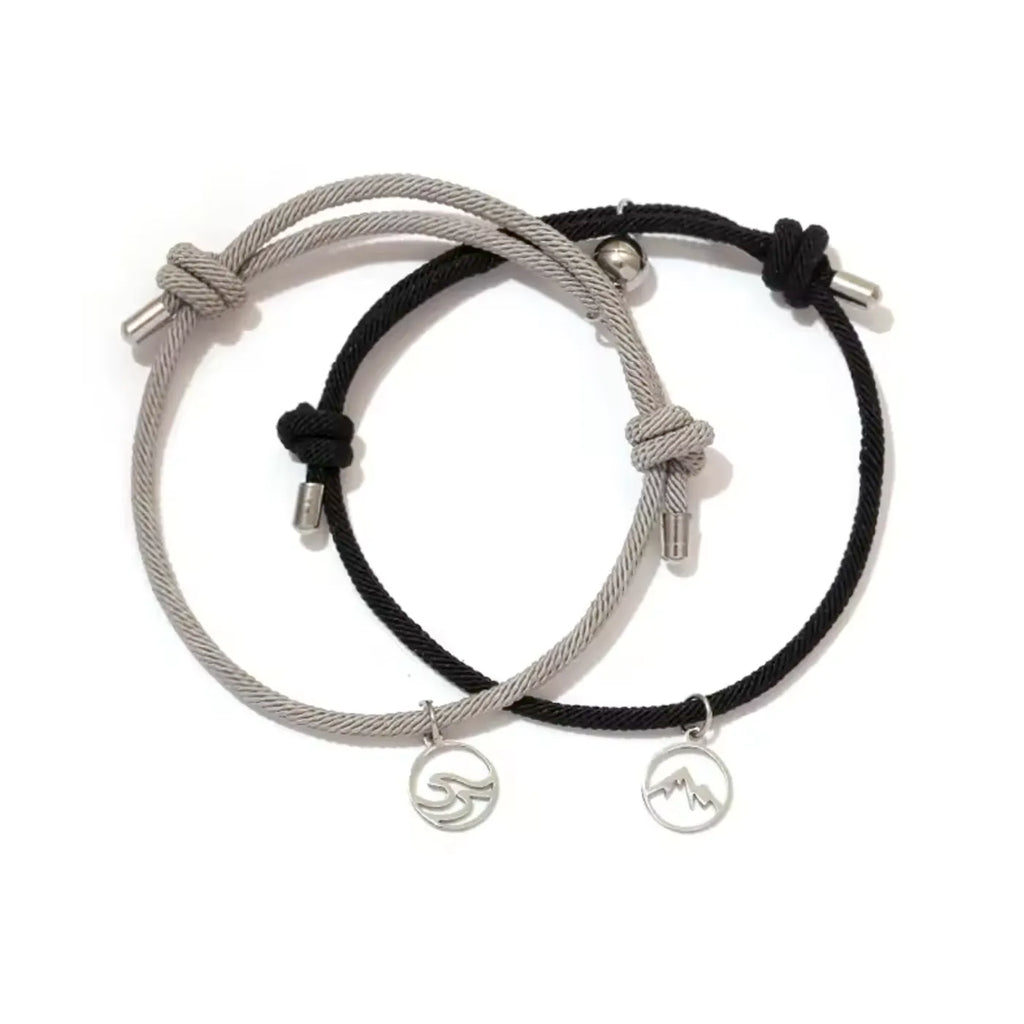 Magnetic stainless wave and mountain Rope Bracelelts