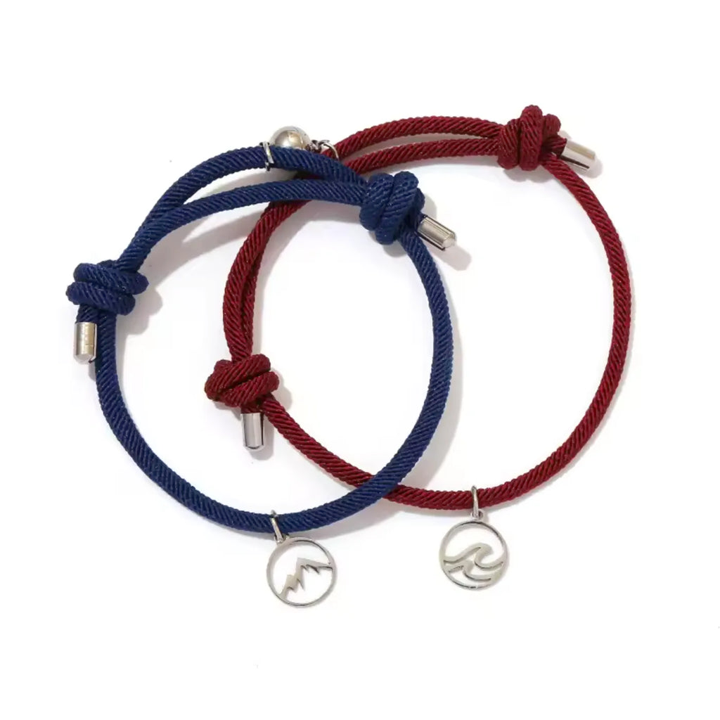 Magnetic stainless wave and mountain Rope Bracelelts