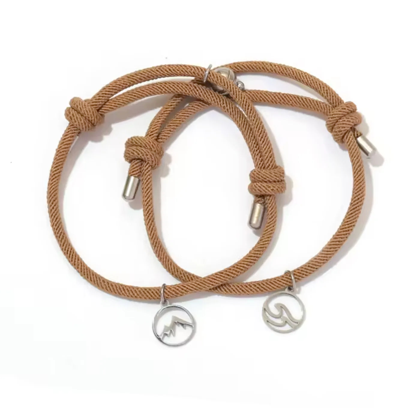 Magnetic stainless wave and mountain Rope Bracelelts