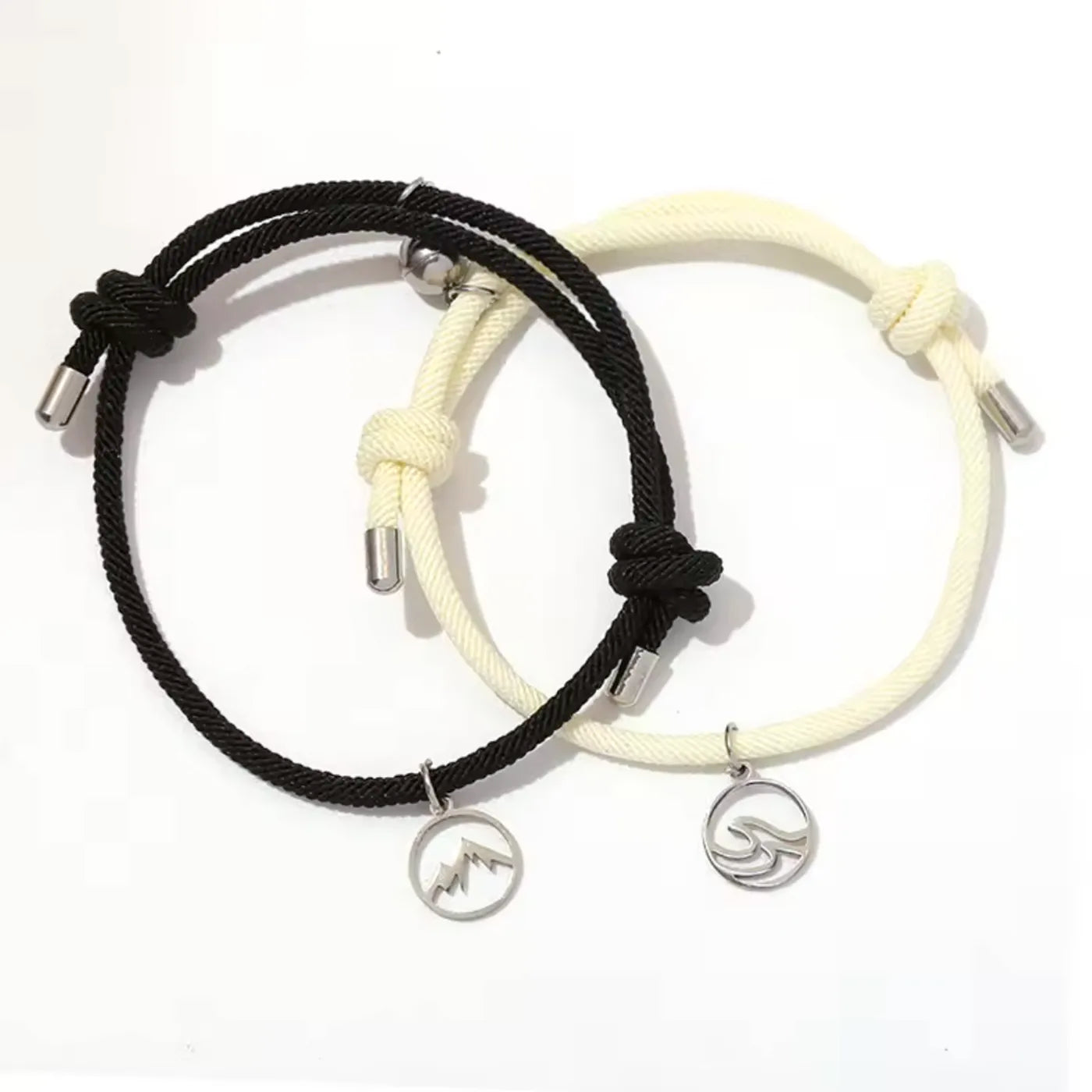 Magnetic stainless wave and mountain Rope Bracelelts