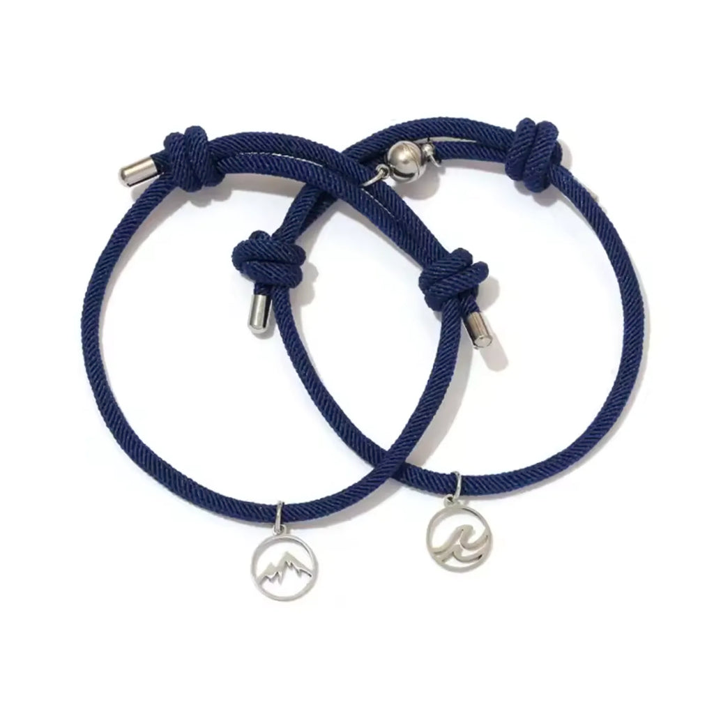 Magnetic stainless wave and mountain Rope Bracelelts