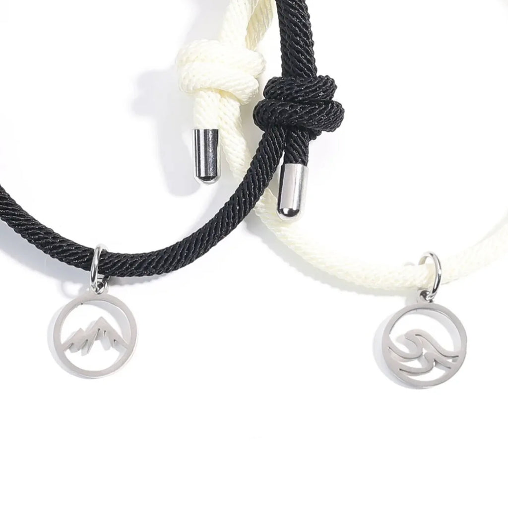Magnetic stainless wave and mountain Rope Bracelelts