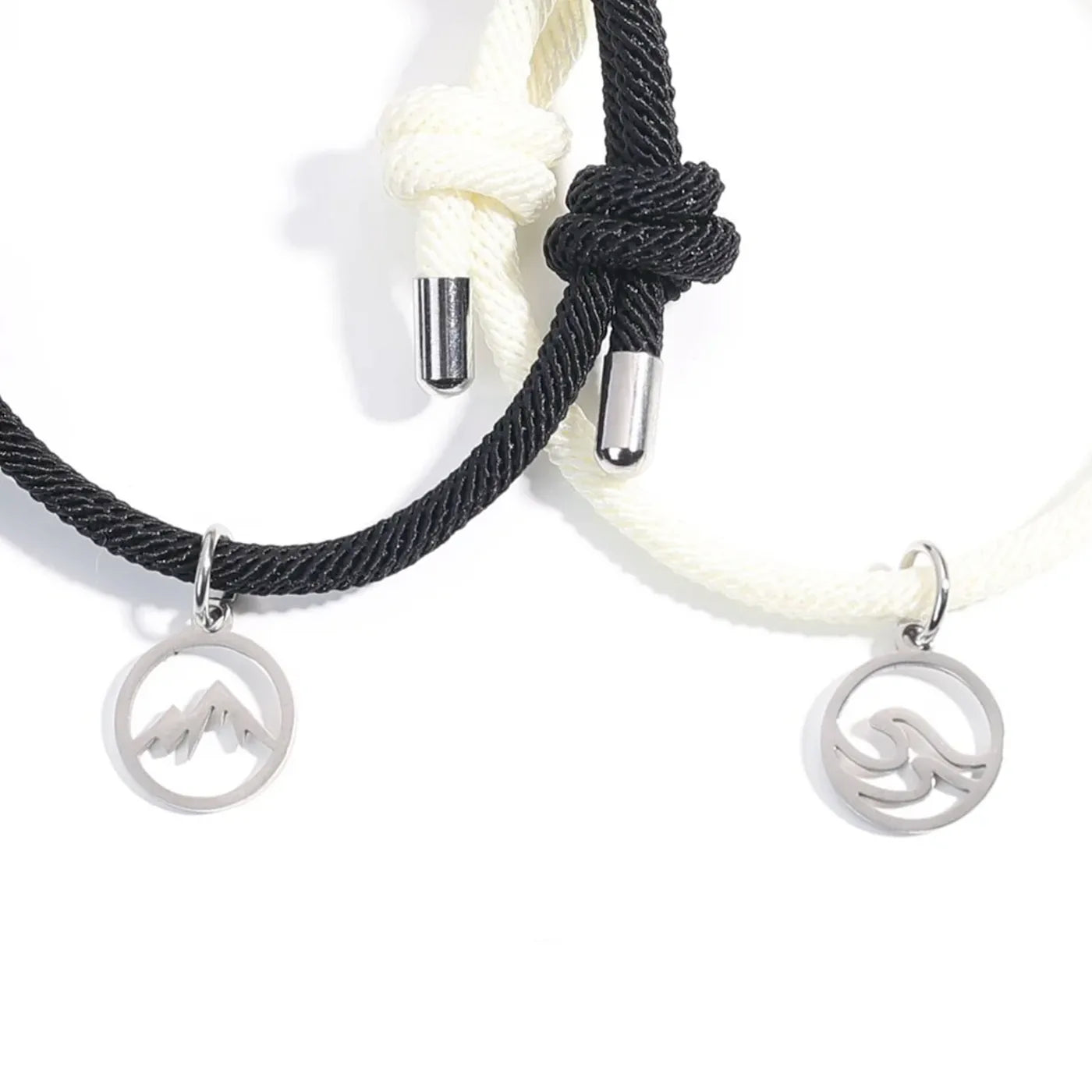 Magnetic stainless wave and mountain Rope Bracelelts