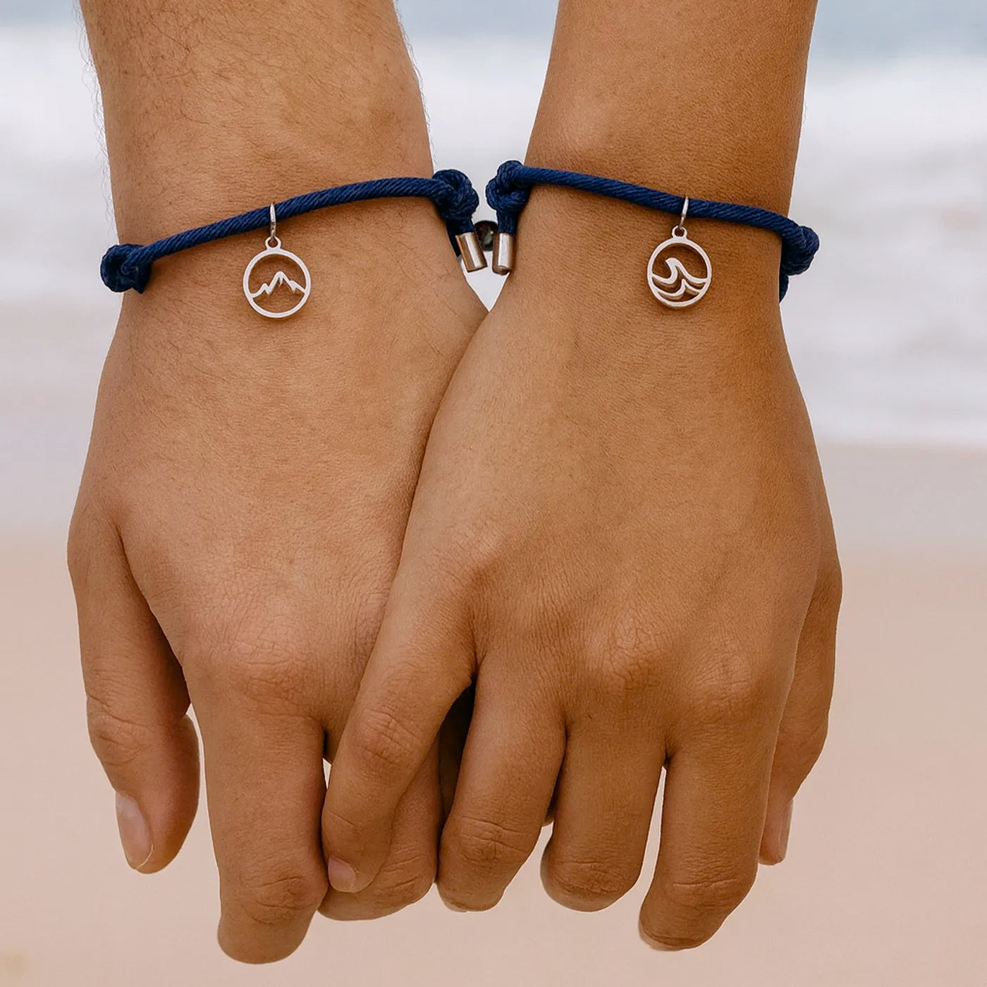 Magnetic stainless wave and mountain Rope Bracelelts