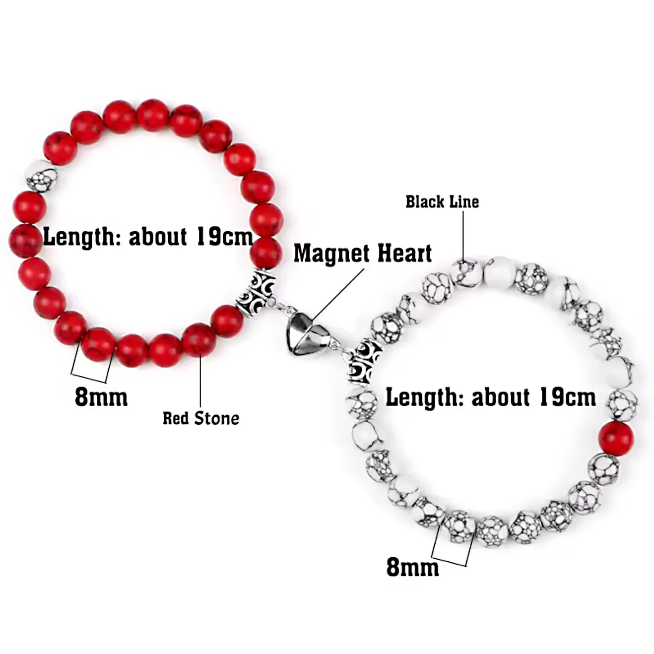 Magnetic Heart Beads Bracelets